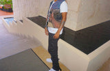Coated Denim Stacked Jeans